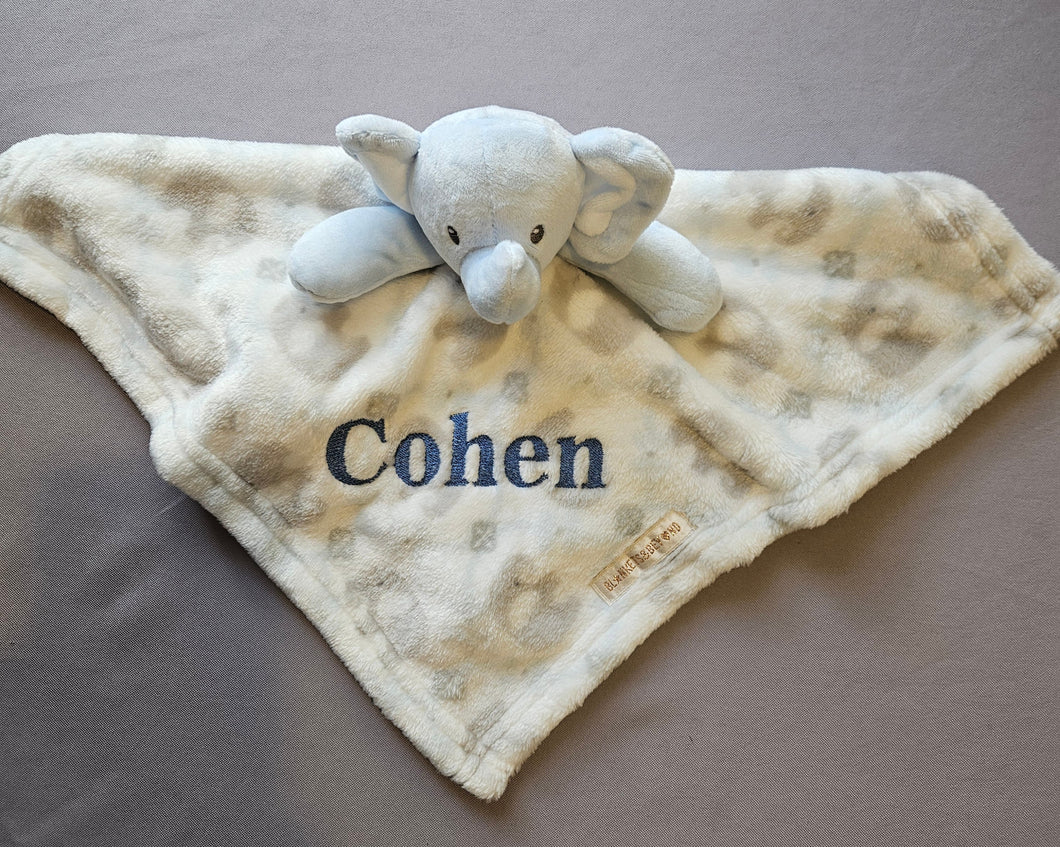 Baby Lovey - Blue & Grey Elephant Security Blanket