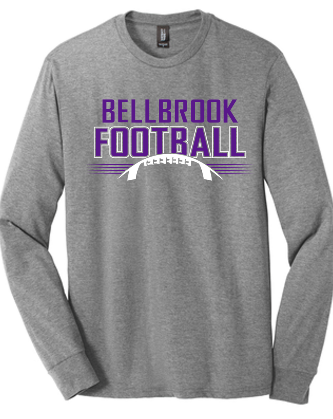 BMS Football Spiritwear Long Sleeve Grey Frost Tri-Blend Shirt