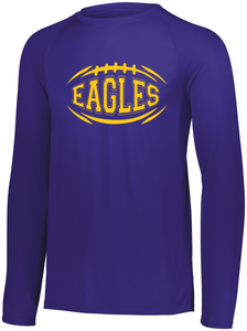 Wee Eagles "EAGLES" in a Football Adult Purple Long Sleeve Shirt