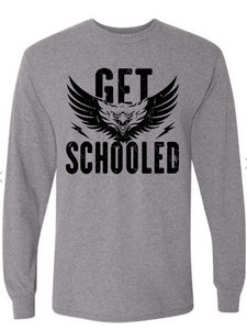 WE Cheer "GET SCHOOLED" Graphite  Long Sleeve Shirt