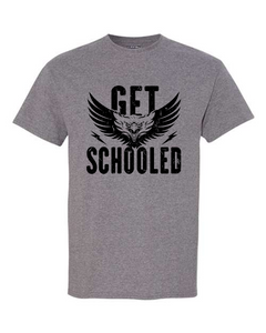 WE Cheer "GET SCHOOLED" Graphite T-Shirt