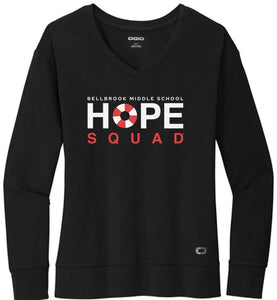 Hope Squad Black Ladies OGIO Long Sleeve V-Neck Shirt