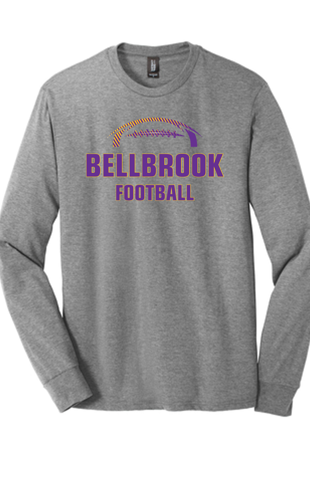 BMS Football Spiritwear Long Sleeve Grey Frost Tri-Blend Shirt for Players & Parents