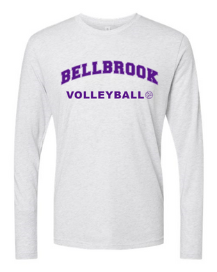 BHS Volleyball Heather White Tri-Blend Long Sleeve Shirt