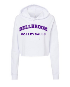 BHS Volleyball LADIES Crop White Lightweight Hooded Sweatshirt