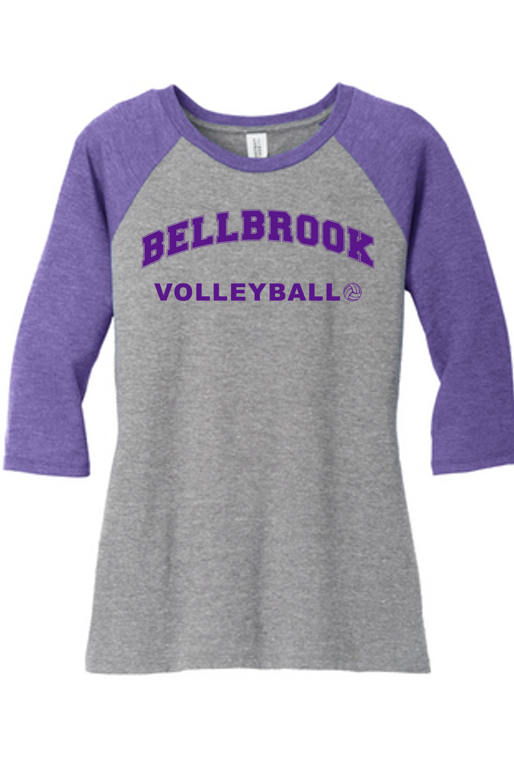 BHS Volleyball Ladies Grey Frost/Purple Frost 3/4 Sleeve Shirt
