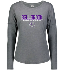 BHS Women's Soccer Ladies Heather Grey Tri-Blend Long Sleeve Shirt