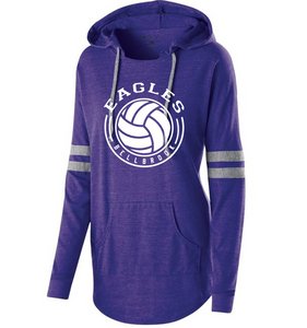 BMS Volleyball Ladies Purple Tri-Blend Pullover Hoodie