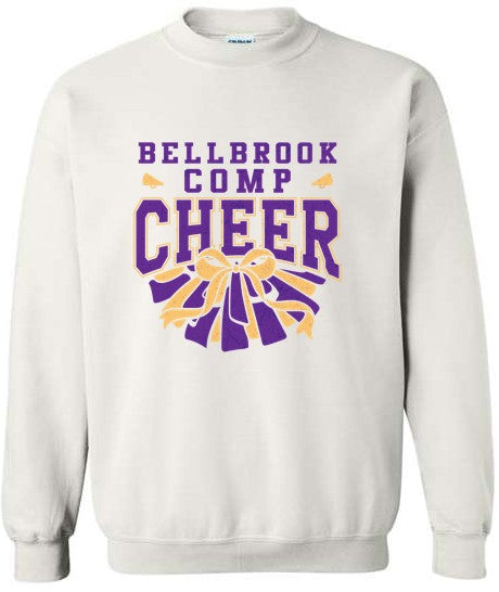 Bellbrook Comp Cheer Bow White Crewneck Sweatshirt