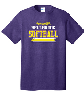 BMS "Bellbrook Softball" Adult Heather Purple Spirit Wear T-Shirt