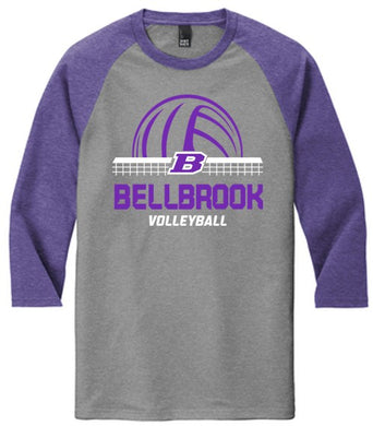 BHS Volleyball Adult Purple/Grey Tri-Blend 3/4 Sleeve Shirt