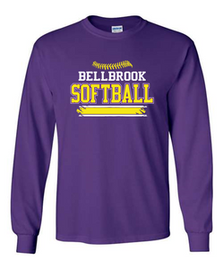 BMS "Bellbrook Softball" Purple Cotton Long Sleeve Shirt