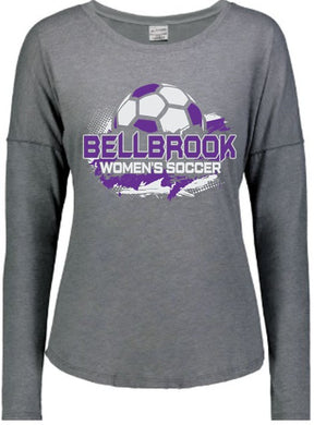 BHS Women's Soccer Ladies Long Sleeve Tri-Blend Heather Grey Shirt