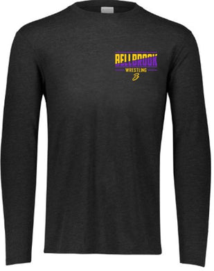 BMS Bellbrook Wrestling Heather Black Long Sleeve Tri-Blend Shirt
