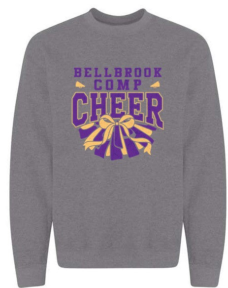 Bellbrook Comp Cheer Bow Graphite Heather Crewneck Sweatshirt
