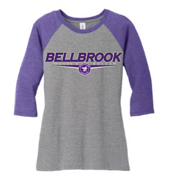 BHS Women's Soccer Ladies Cut Tri-Blend 3/4 Sleeve Raglan Shirt