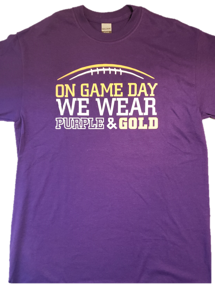 Football Game Day Purple & Gold T-Shirt