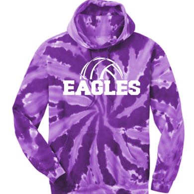BHS Volleyball Adult Purple Tie-Dyed Hoodie
