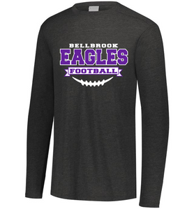 Wee Eagles "Bellbrook Eagles Football" Black Heather Long Sleeve Tri-Blend Shirt