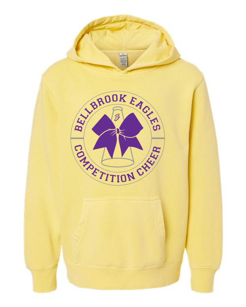 Competition Cheer Premium Pigment Dyed Yellow Crewneck Hoodie