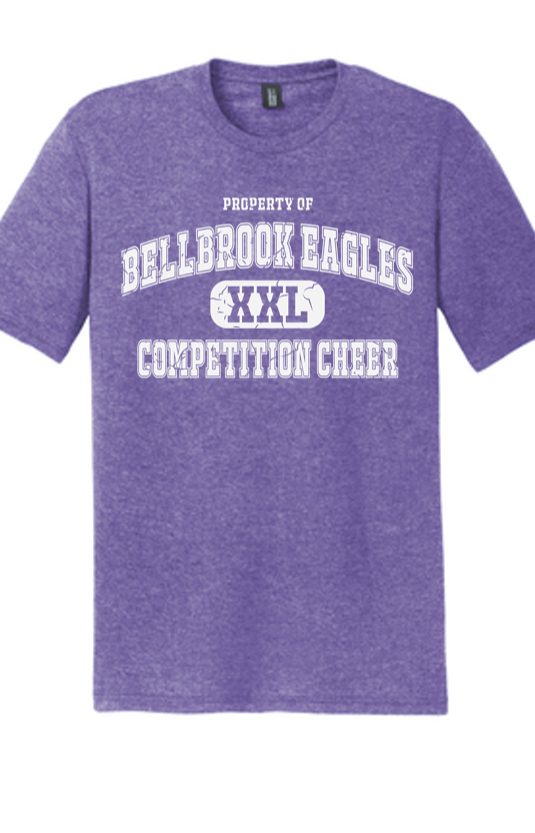 Competition Cheer Bellbrook Eagles XXL Adult Purple Heather Tri-Blend Shirt