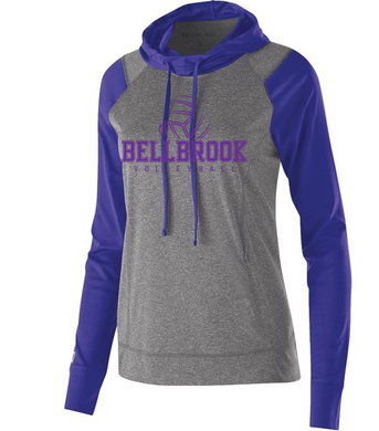BHS Volleyball Ladies Graphite Heather/Purple Echo Hoodie