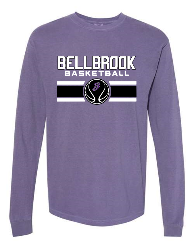 BMS Basketball Purple Pigment Comfort Colors Long Sleeve Shirt
