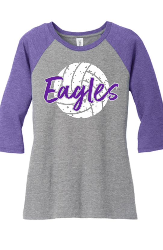 Bellbrook Middle School Volleyball Ladies Tri-Blend 3/4 Sleeve Shirt