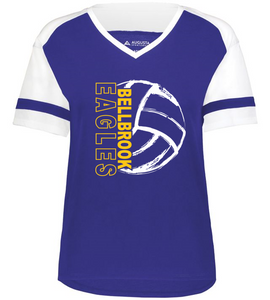 BMS Volleyball Ladies Fan Purple/White Tri-blend Short Sleeve Shirt